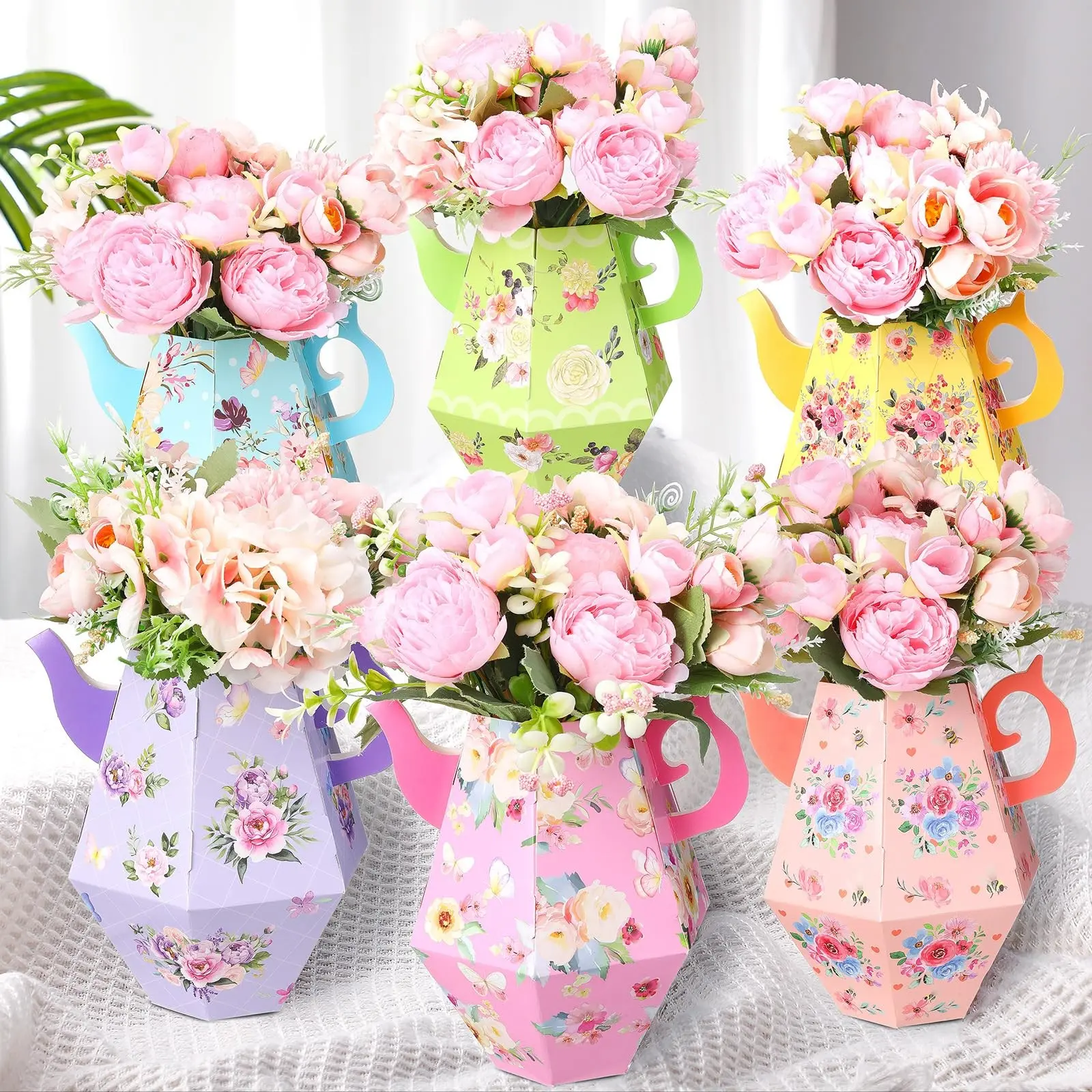 Elegant Floral Teapot Table Centerpiece, Afternoon Tea Gift, Decorative Item, Perfect for Princess Parties, Party Decoration Supplies, Chahu Model Paper Product
