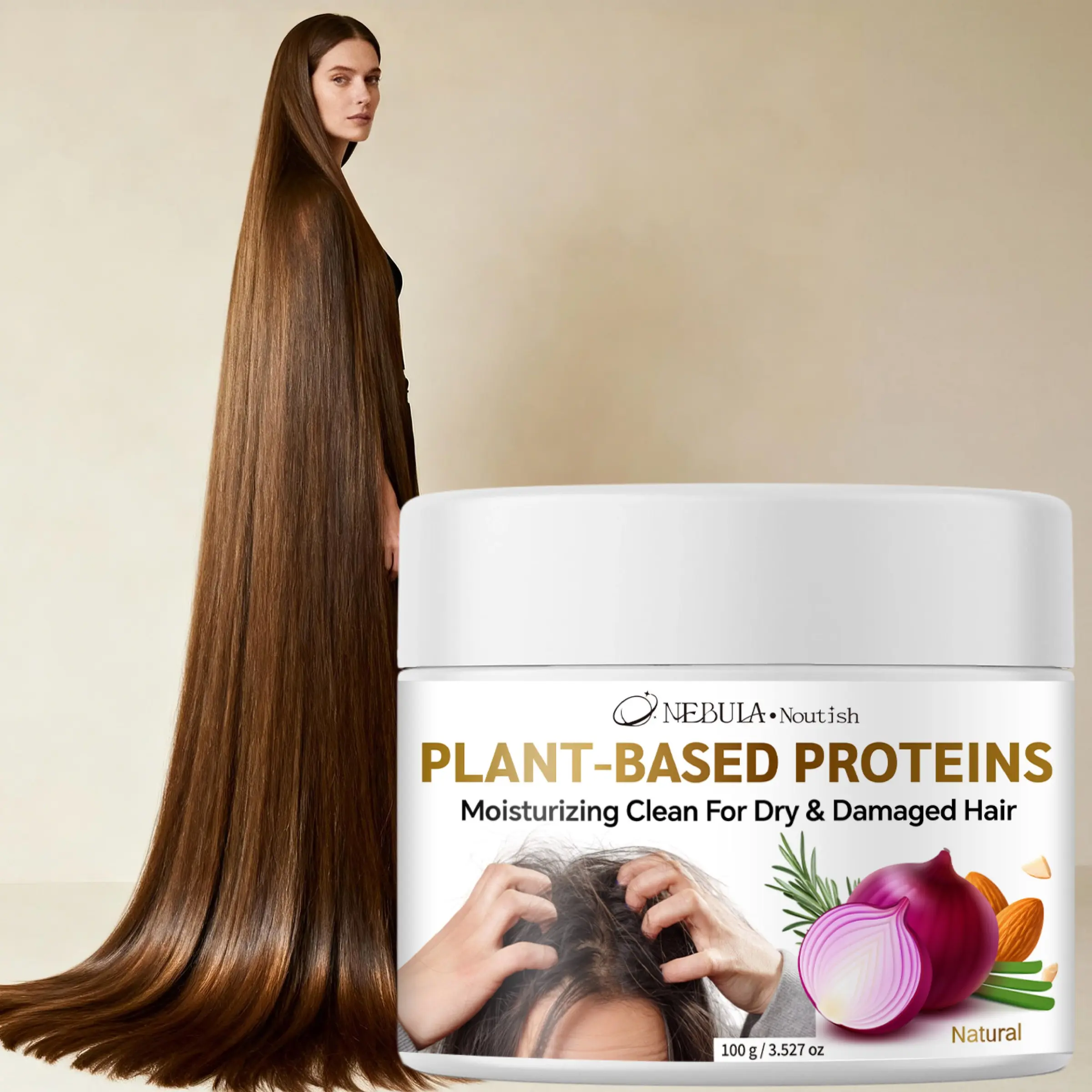 Natural Plant Extract Nourishing Hair Mask, Deep Hydration Moisturizing Moisture Smooth Anti-Frizz, Damaged Dry Dyed Hair Care, Special Repairing Treatment, Hydrating, Haircare Product, Moisturizer, Conditioning Hair Mask