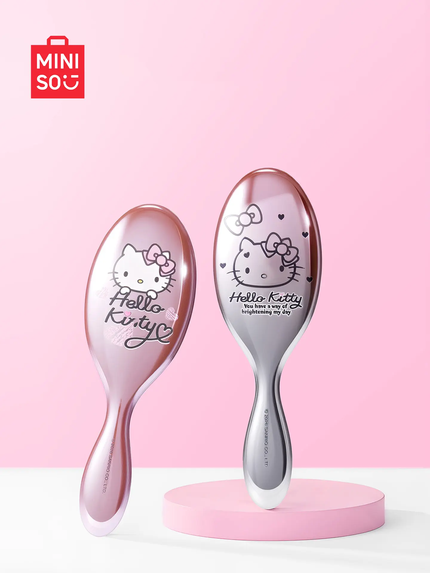 Miniso HK Air Cushion Detangling Hairbrush, Scalp Massage Comb with Soft Pins for Gentle, Fluffy Hairstyling - Cute Hair Care for Women & Girls