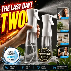 The last day!Two！ Spray Bottle For Hair – Continuous Mister Spray Bottle for Hairstyling, Cleaning, Plants, Pets, Barbers, Salons, Essential Oil Scents (10.1 Ounce)