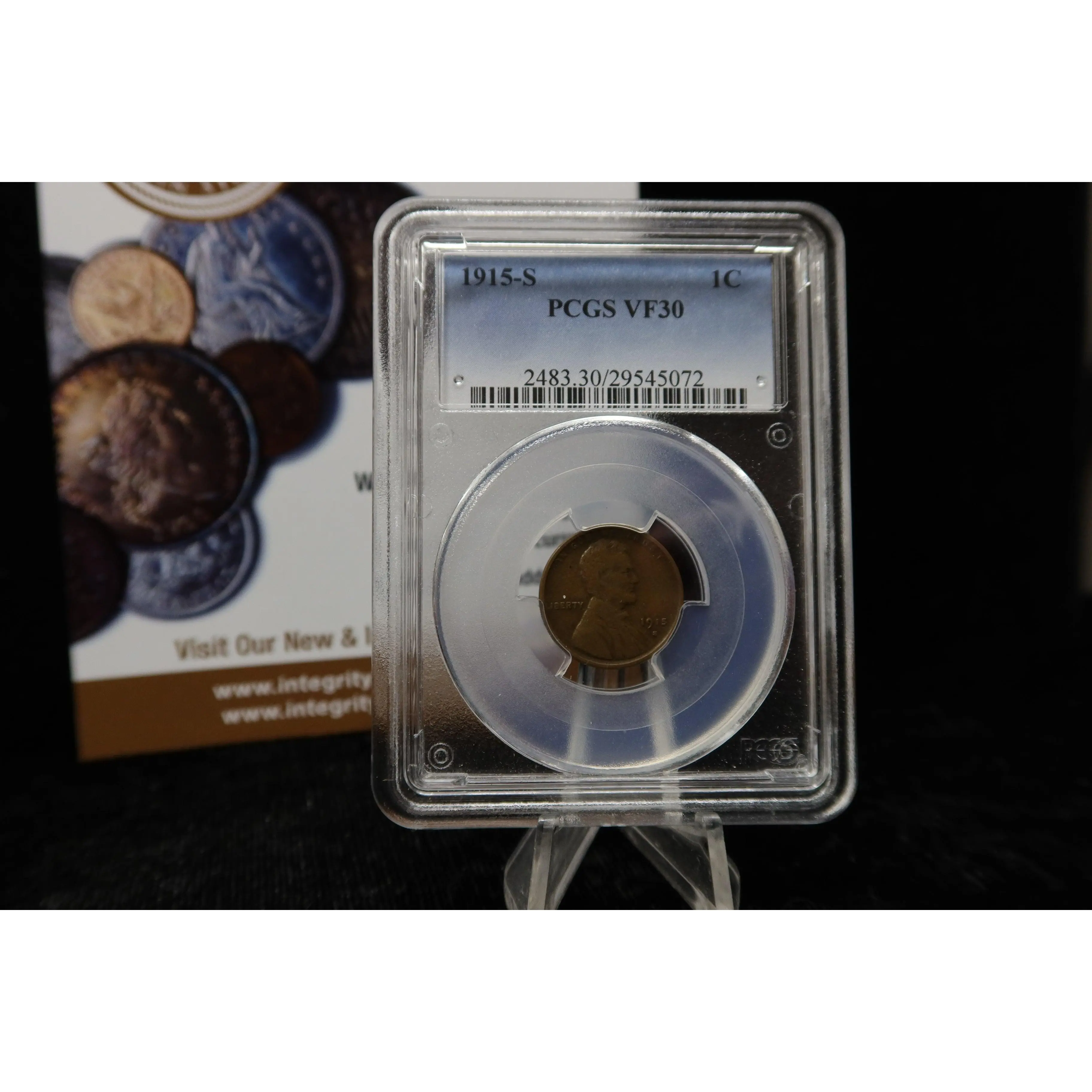 1915-S Lincoln Wheat Cent. PCGS Graded VF30. Store # 08518