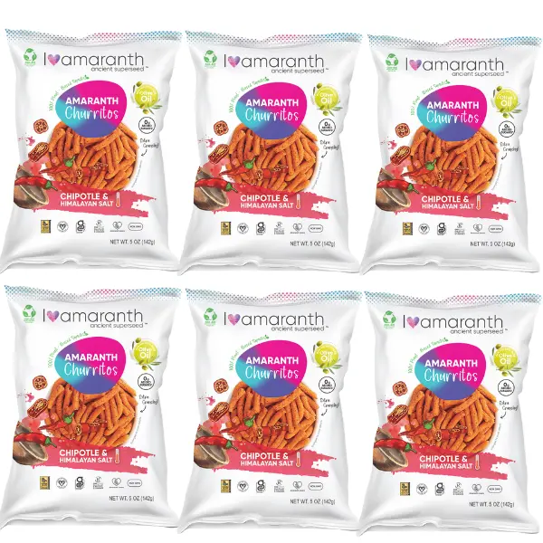 Iamaranth Churritos: Chipotle + Himalayan Salt (10 bags / 5oz) Snack Natural