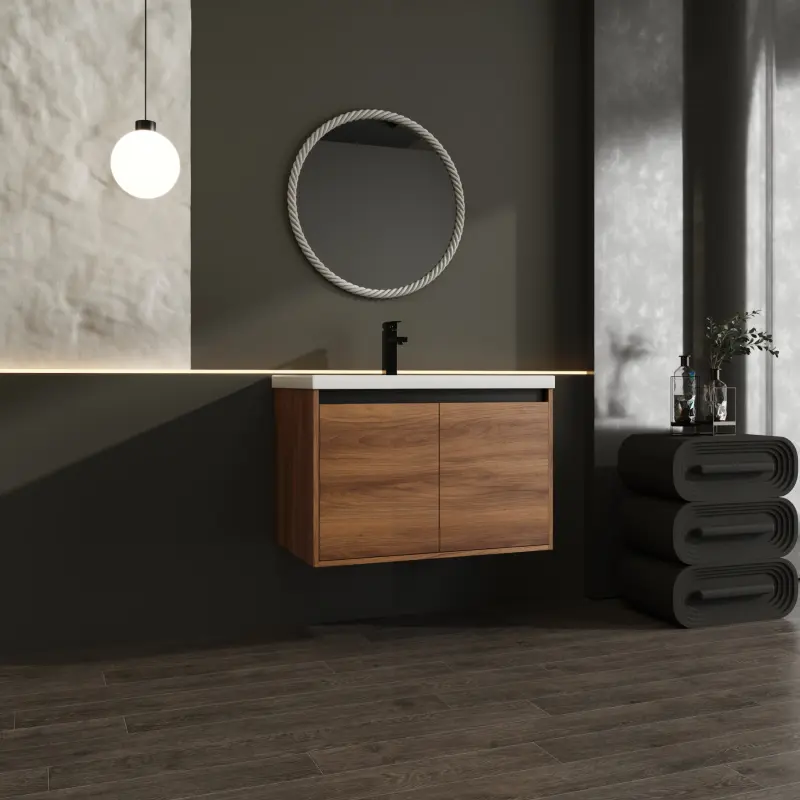 LEVISTAR Brown 30 Inch Bathroom Vanity with resin Countertop Sink,  2 Doors Bathroom Cabinet Set    RR