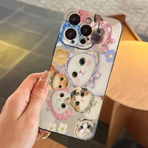 Cute Cat Pattern Tpu Phone Case for iPhone XR 11 12 13 14 15 16 Pro Max 17 Air Series, Perfect Gift for Friends and Family