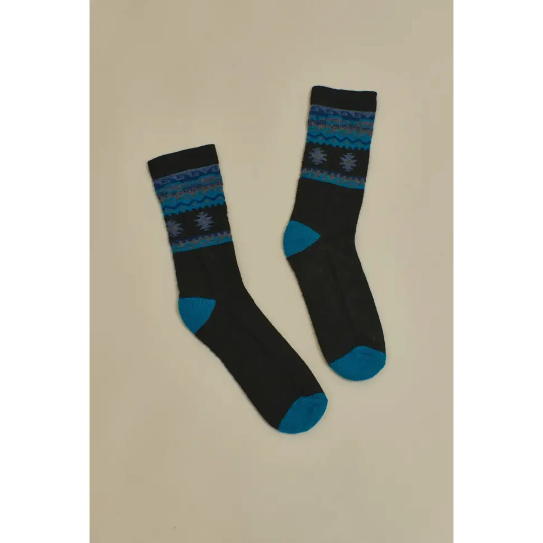 Turquoise & Black Southwest Alpaca Socks | Alpaca Socks | Light Cushion