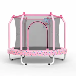 55-inch Kids' Trampoline with Foam Bumpers, Protection, Enhanced Bouncing Power, Basketball Hoop & Safety Net - Indoor & Outdoor Toddler Sports Toy