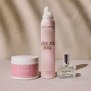 Polynesian Pink Sugar Bundle: Dream Big Volumizing Mousse, Perfume, and Body Butter Aroma Scented Set - Caribbean Coconut, Hawaiian Sugar Cane and Fresh Mandarin Orange