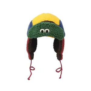 Cute Puffer Frog Lamb Fleece Aviator Hat Warm Polyester Fiber Trapper Cap For Winter Outdoor Sports Cozy Whimsical Design