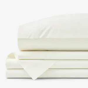 Classic Cool Cotton Percale Bed Sheet Set - Cream