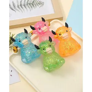 Cute Mini Highland Cow Squishy Toy, Slow Rising Stress Relief Fidget Sensory Toy, Perfect Easter Basket Stuffer Gift for Cow Lovers