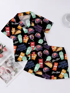 Mexican Fast Food Sleepwear, Funny Taco Lover PJs, Black Foodie Loungewear, Holiday Gift Idea