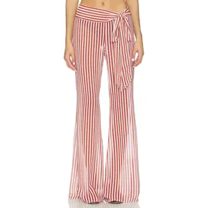 Bananhot Bowie Wide Leg Pants in Russet Stripes