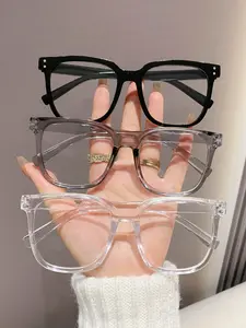 3pcs Simple Daily Large Frame Square Glasses, Anti Blue Glasses, Suitable for Work and Fashion, Basic Rectangular Frames, Comfortable Design, Unisex