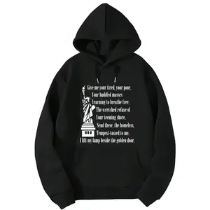 Unisex Long Sleeve Crewneck Hoodie with Statue of Liberty Print – Soft, Breathable & Machine Washable, Ideal for Casual Wear or Patriotic Celebrations