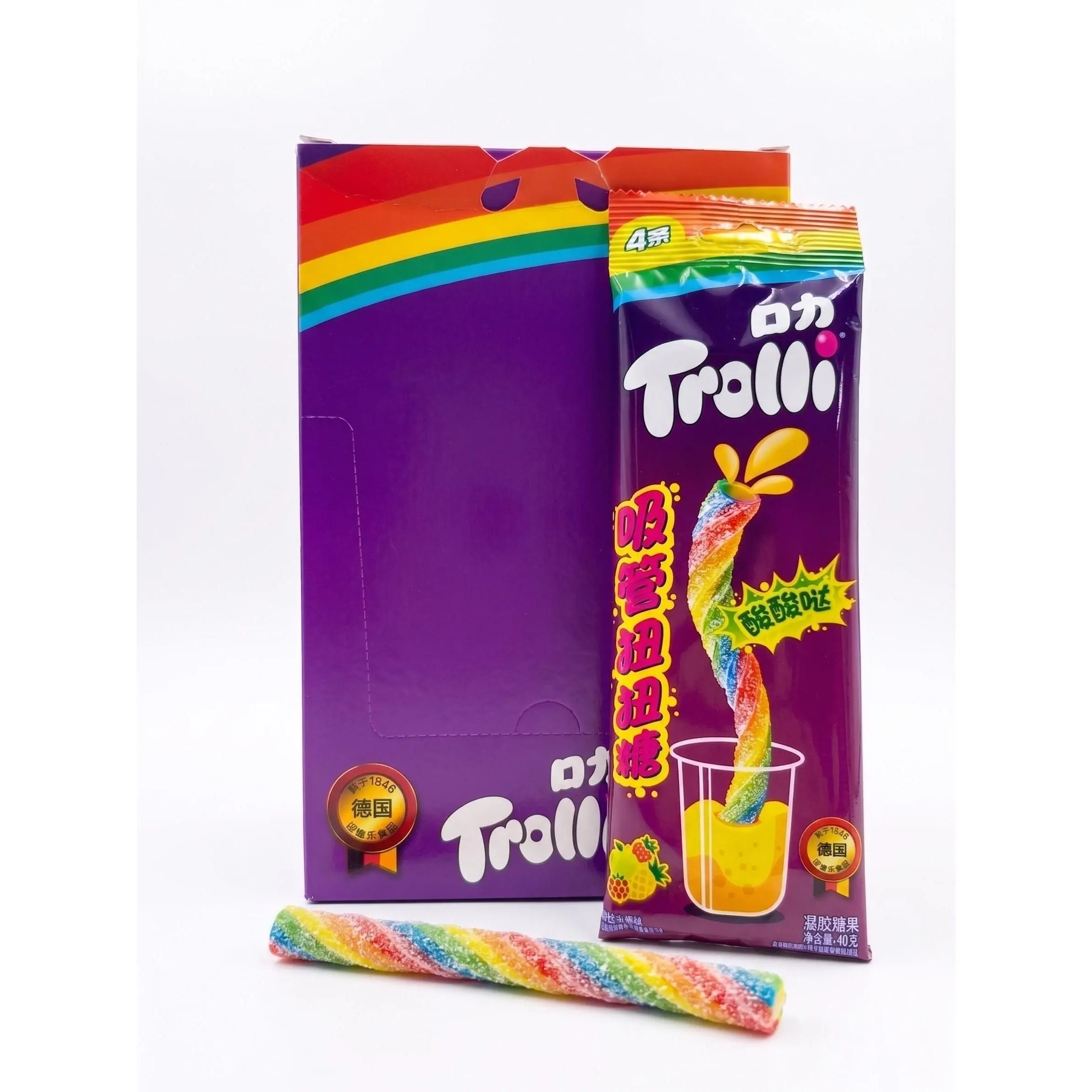 Ultra FlavorTrolli Import Twisty Gummy Straw Rainbow 1.41oz 20ct