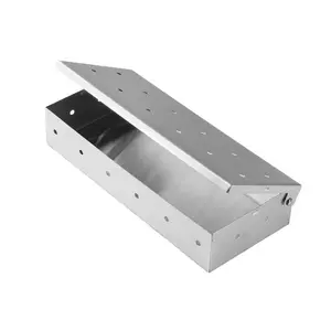 Stainless Steel Smoker Box Outdoor BBQ Grilling Tool, Portable Rectangular Fruit Wood Smoking Meat Box, Home Camping Universal Use