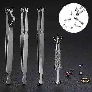 Stainless steel perforation aid tool pliers, lip stud and ear stud clamp, perforation positioning clip, bead fixing tweezers