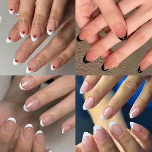 96pcs Short Oval Heart Y2K Nail Art Set, Removable Press-On Nails, Acrylic Nails Kit, Acrylic Material, Perfect for Women & Valentine's Day