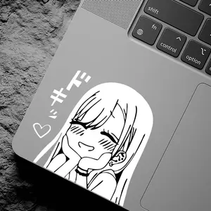 Marin Cute Anime Girl Vinyl Sticker, Black and White Manga Style Decal, Kawaii Anime Expression Sticker, Car Laptop Decor