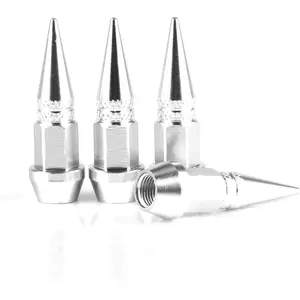 45mm Spiked Aluminum Stem Valve Caps,4PCS Dustproof Tire Wheel Stem Caps for Cars,SUVs,Trucks Bicycles and Motorcycles(Silver)