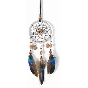 Dream Catcher Handmade Car Interior Rearview Mirror Dangle (Brown)