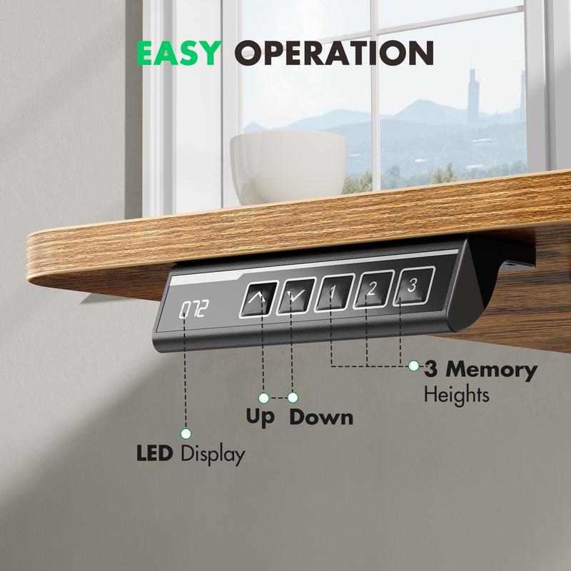 63" L-Shaped Electric Standing Desk with Ergonomic Monitor Shelf & Memory Controller for Home Office & Gaming Workstation