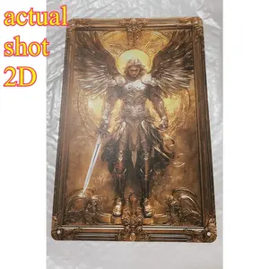 Archangel Michael Gold Wings Metal Sign - 8x12inch Vintage Decor, Stylish Religious Decor, Pre-Drilled for Easy Hang, Perfect for Home, Garage & Outdoor Spaces