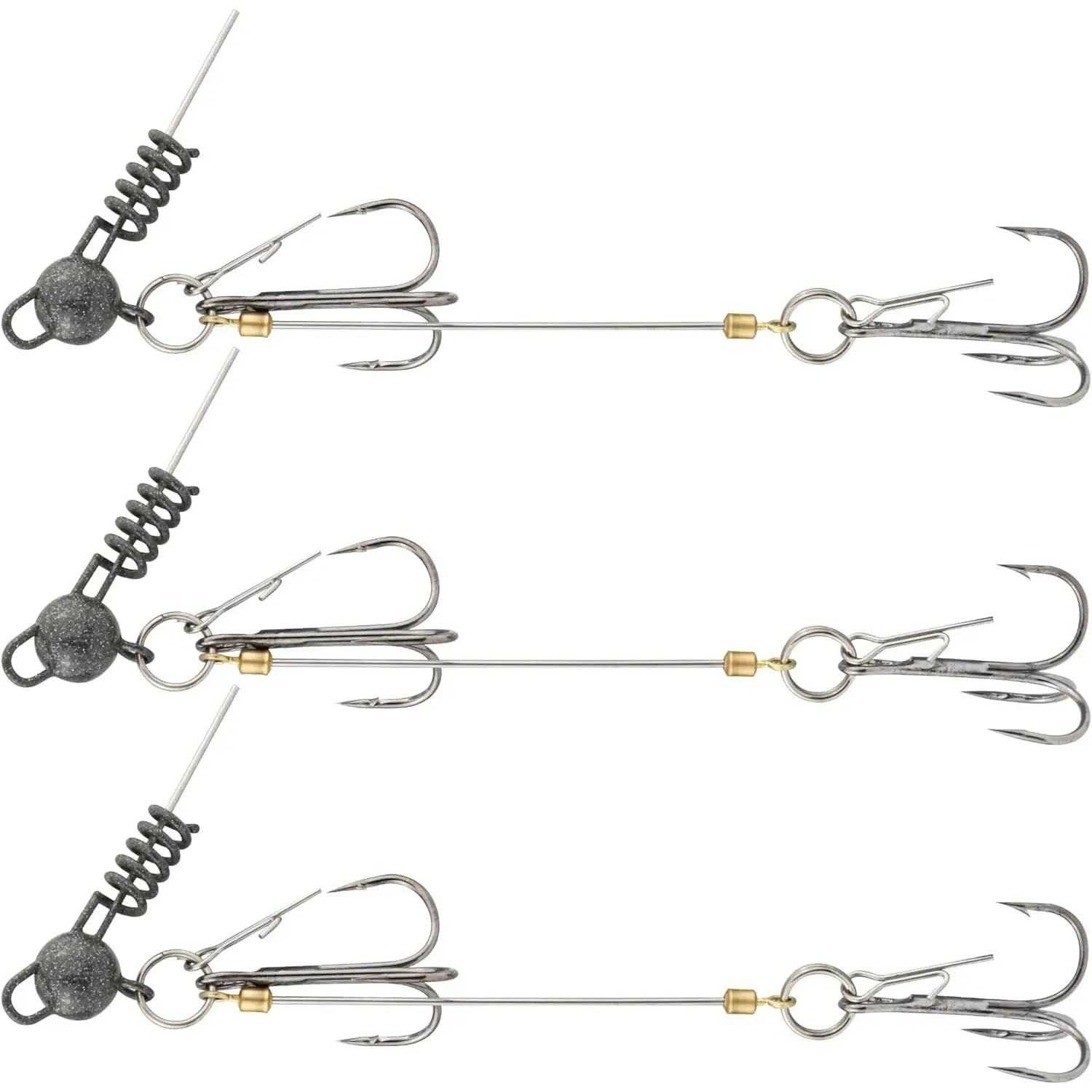 Fishing Rig with Weighted Jig Head and Treble Hook – Screw Lock Bait Keeper for Soft Lures, 3PCS Pack for Saltwater and Freshwater Fishing