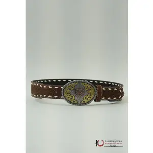 Ariat Men Brown Floral With White Stiching Belt- A10434217