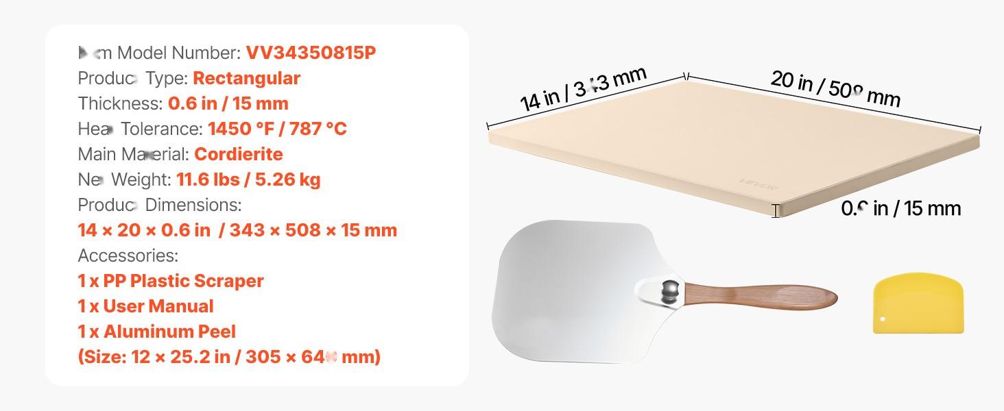 Rectangular Cordierite Pizza Stone, 20 x 14 x 0.6 In, 1450°F Heat-Resistant Bake Stone For Oven And Grill, Extra Large Stone With Metal Pizza Peel And Scraper, Great For Home Baking And BBQ Rectangular Cordierite Pizza Stone, 20 x 14 x 0.6 In, 1450°F Heat-Resistant Bake Stone For Oven And Grill, Extra Large Stone With Metal Pizza Peel And Scraper, Great For Home Baking And BBQ