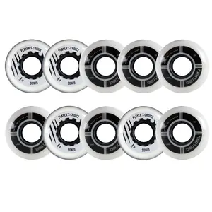 Player's Choice Indoor Roller Hockey Goalie Wheels 10-Pack - 59mm Extra Soft 74A (4) + Medium 78A (6) Concept