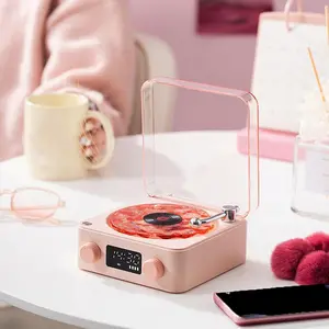 Vintage Vinyl Player with Bluetooth Speaker Perfect Birthday Gift   Mini Retro White Noise Portable Light Support TF Card Sound Home Audio