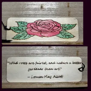 Rose and quote wooden bookmark