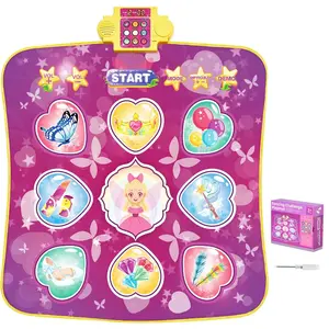 VEVOR Dance Mat, 6-Button Dance Mixer Rhythm Step Play Mat, Electronic Dance Pad with Wireless Bluetooth, LED Lights, 5 Game Modes, Adjustable Volume, Built-in Music, Toys Gifts for 3+ Year Old Girls