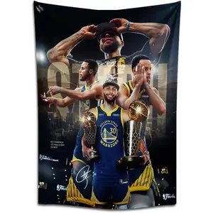 MENKARWHY Basketball Superstar Stephen Curry Signed Wall Tapestry Poster For Kids Fans Bedroom Wall Hanging Decoration-Curry Tapestry For Teen Boy Birthday Party Gifts-70X100CM Decorative Light