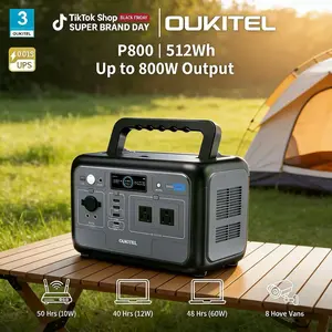 OUKITELL P800 512Wh 512Wh Portable Power Station for Camping Mini Fridge Projector Grill B-C & Foldable Panels for Home Backup Power Outage Emergency deep cycle