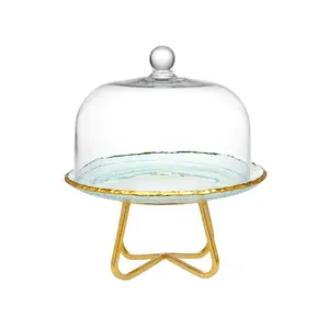 212 MAIN Godinger 13 in. Extra Large Harper Gold Cake Dome Stand, for Baking and Cake Decorations