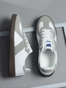 Men's Retro Training Shoes, Lightweight Soft Sole Sneakers, Round Toe Lace-Up Flat Shoes, Comfortable Sports Footwear for Men