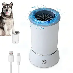 Automatic Electric Pet Paw Cleaner, Rechargeable Dog Cat Foot Washer Cup with Soft Silicone Brushes, Portable Muddy Paw Cleaner for Dogs Cats Grooming