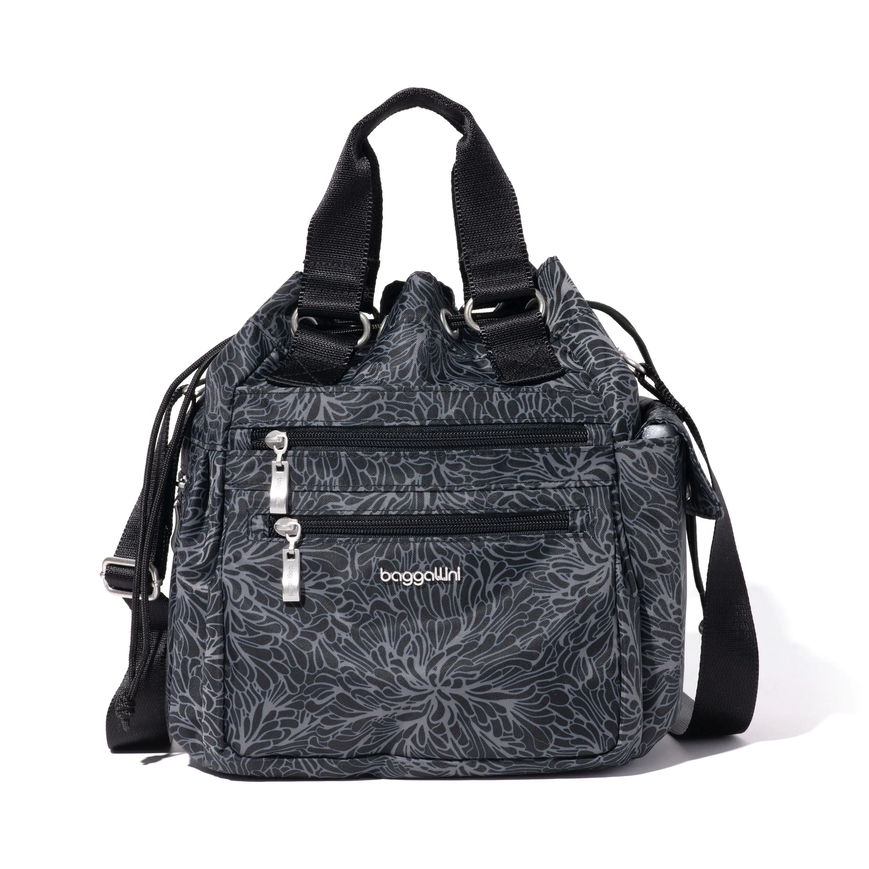 Baggallini Modern Everywhere Drawstring Crossbody Bucket Bag - Women's Convenient Style with Key Leash Accessory, Pen Loop Detail, Privacy Pocket, Drawstring Pouch Shoulder Bag, Convenient Crossbody, Privacy Pocket Feature, Drawstring Pouch Women's Crossb