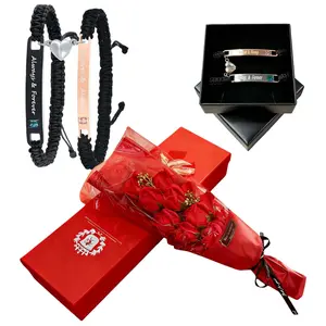 Artificial Rose Bouquet Soap Flower Petals with Bracelets Valentine Day Gifts for Women, Best Friend and Girlfriend, Birthday, Christmas Valentine's Day from Daughter Son Husband, Artificial Flowers