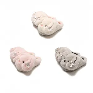Healing-style Bunny Ear Slippers Winter Thickened Warm Women's Home Shoes Soft Plush Cotton Non-Slip Round Toe Indoor Footwear for Girls Cozy Indoor Comfort