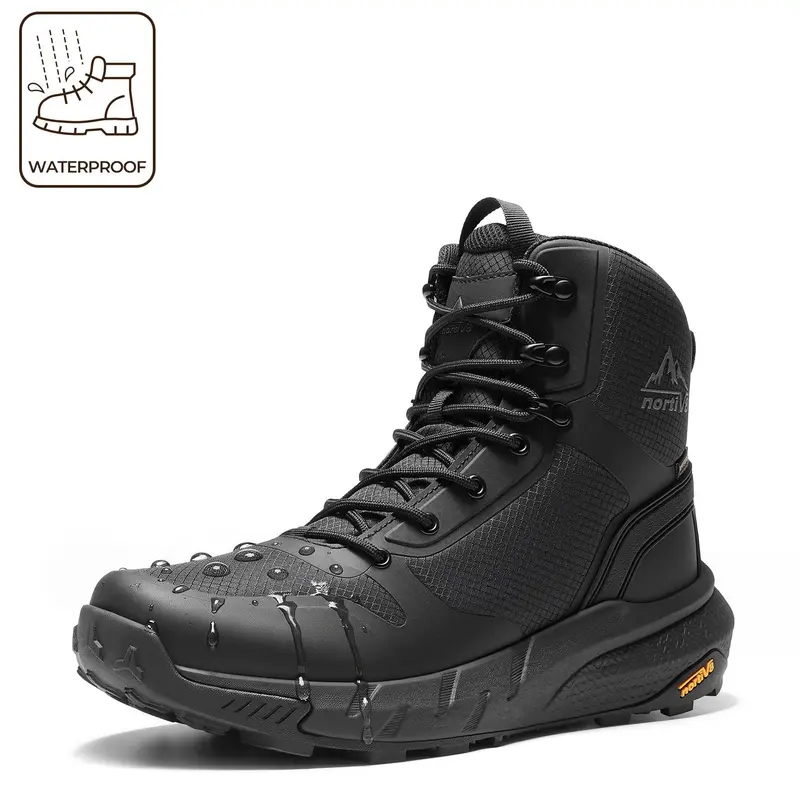 【WATERPROOF】NORTIV 8 Metrostrike Men's 8-in Plain Nylon Cloth Round Toe Heavy-Duty Utility Work & Safety Shoes, Lightweight All-Day Comfort All-Season Footwear for Security Guards, Outdoor & Walking Use, Security Guard Shoes, Outdoor Work Shoes