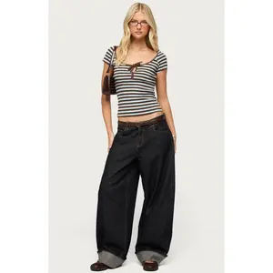 Edikted Women's Emberly Striped Raglan Top