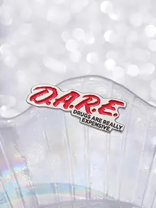 Dare Enamel Pin, Geometric Lettering Metal Brooch, Fashion Accessory for Clothing and Bags, Simple Punk Style Badge