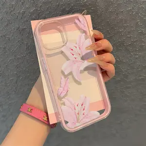 Lily Butterfly Transparent Soft Phone Case, Comfortable Tpu for iPhone 11/12/13/14/15/16/17 Pro Max/plus, Perfect Gift