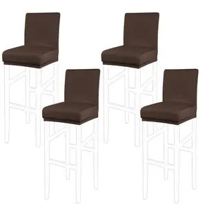 PiccoCasa 4pcs Stretch Bar Stool Covers, Pub Counter Height Side Chair Covers with Elastic Band 14" x 14" x 12" Dark Brown