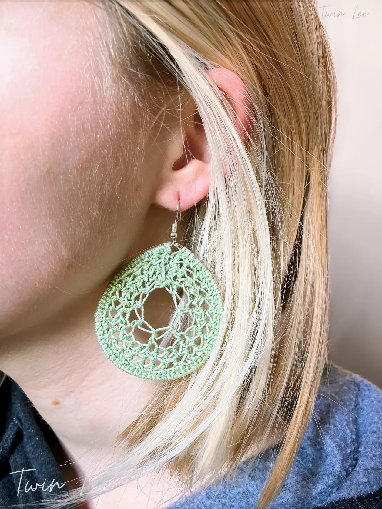 Green Dream Catcher Crochet Earrings for Women - Retro Ethnic Style