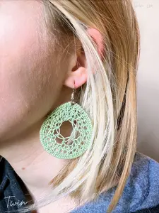 Green Dream Catcher Crochet Earrings for Women - Retro Ethnic Style