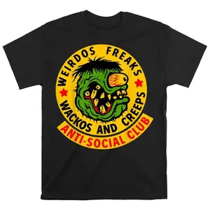 Weirdos Freaks Wackos And Creeps Cartoon Graphic T-Shirt – Funny Edgy Streetwear Tee, Unisex Casual Short Sleeve Crew Neck Top, Soft Stretch Cotton, Lightweight Breathable Everyday Wear, Novelty Humor Shirt, Trendy Cartoon Print Outfit, Unique Gift Tee